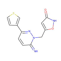 N=c1ccc(-c2ccsc2)nn1Cc1cc(=O)[nH]o1 ZINC000013728888