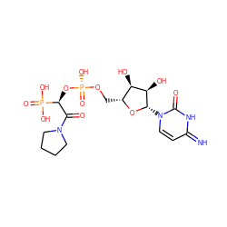 N=c1ccn([C@@H]2O[C@H](CO[P@](=O)(O)O[C@@H](C(=O)N3CCCC3)P(=O)(O)O)[C@@H](O)[C@H]2O)c(=O)[nH]1 ZINC001772572221