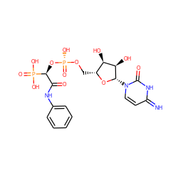 N=c1ccn([C@@H]2O[C@H](CO[P@](=O)(O)O[C@@H](C(=O)Nc3ccccc3)P(=O)(O)O)[C@@H](O)[C@H]2O)c(=O)[nH]1 ZINC001772578448