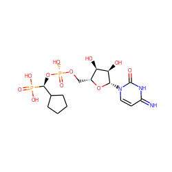 N=c1ccn([C@@H]2O[C@H](CO[P@](=O)(O)O[C@@H](C3CCCC3)P(=O)(O)O)[C@@H](O)[C@H]2O)c(=O)[nH]1 ZINC000473150992