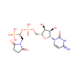 N=c1ccn([C@@H]2O[C@H](CO[P@](=O)(O)O[C@@H](CN3C(=O)CCC3=O)P(=O)(O)O)[C@@H](O)[C@H]2O)c(=O)[nH]1 ZINC001772621407