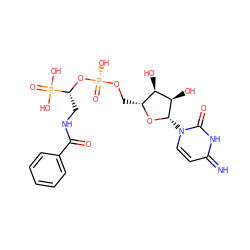 N=c1ccn([C@@H]2O[C@H](CO[P@](=O)(O)O[C@H](CNC(=O)c3ccccc3)P(=O)(O)O)[C@@H](O)[C@H]2O)c(=O)[nH]1 ZINC001772572027