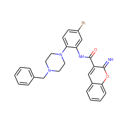 N=c1oc2ccccc2cc1C(=O)Nc1cc(Br)ccc1N1CCN(Cc2ccccc2)CC1 ZINC000095601579