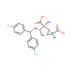 N[C@@]1(C(=O)O)[C@@H](OC(c2ccc(Cl)cc2)c2ccc(Cl)cc2)C[C@@H]2[C@H]1[C@@]2(F)C(=O)O ZINC000013582259