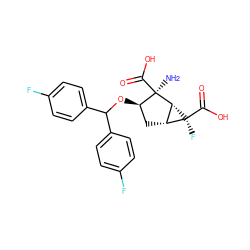 N[C@@]1(C(=O)O)[C@H](OC(c2ccc(F)cc2)c2ccc(F)cc2)C[C@@H]2[C@H]1[C@@]2(F)C(=O)O ZINC000013582237