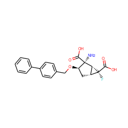 N[C@@]1(C(=O)O)[C@H](OCc2ccc(-c3ccccc3)cc2)C[C@@H]2[C@H]1[C@@]2(F)C(=O)O ZINC000013582167