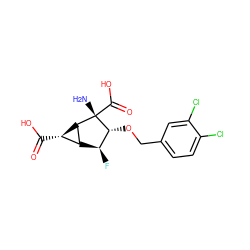 N[C@@]1(C(=O)O)[C@H](OCc2ccc(Cl)c(Cl)c2)[C@@H](F)[C@H]2[C@H](C(=O)O)[C@H]21 ZINC001772575356