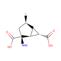 N[C@@]1(C(=O)O)C[C@@H](F)[C@H]2[C@H](C(=O)O)[C@H]21 ZINC000038325397