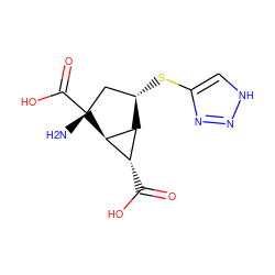 N[C@@]1(C(=O)O)C[C@H](Sc2c[nH]nn2)[C@H]2[C@H](C(=O)O)[C@H]21 ZINC000148216264