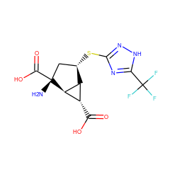 N[C@@]1(C(=O)O)C[C@H](Sc2n[nH]c(C(F)(F)F)n2)[C@H]2[C@H](C(=O)O)[C@H]21 ZINC000148215814