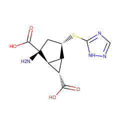 N[C@@]1(C(=O)O)C[C@H](Sc2ncn[nH]2)[C@H]2[C@H](C(=O)O)[C@H]21 ZINC000203660111