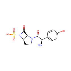 N[C@@H](C(=O)N1CC[C@@H]2[C@H]1C(=O)N2S(=O)(=O)O)c1ccc(O)cc1 ZINC000001535245