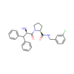 N[C@@H](C(=O)N1CCC[C@H]1C(=O)NCc1cccc(Cl)c1)C(c1ccccc1)c1ccccc1 ZINC000013779051