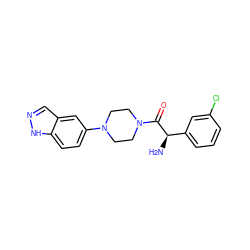N[C@@H](C(=O)N1CCN(c2ccc3[nH]ncc3c2)CC1)c1cccc(Cl)c1 ZINC000028891639