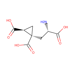 N[C@@H](C[C@@]1(C(=O)O)C[C@@H]1C(=O)O)C(=O)O ZINC000653720225