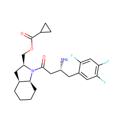 N[C@@H](CC(=O)N1[C@H](COC(=O)C2CC2)C[C@@H]2CCCC[C@@H]21)Cc1cc(F)c(F)cc1F ZINC000299823316