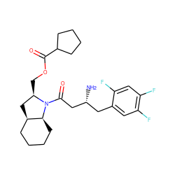 N[C@@H](CC(=O)N1[C@H](COC(=O)C2CCCC2)C[C@@H]2CCCC[C@@H]21)Cc1cc(F)c(F)cc1F ZINC000299829763