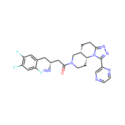 N[C@@H](CC(=O)N1CC[C@@H]2[C@@H](CCc3nnc(-c4cnccn4)n32)C1)Cc1cc(F)c(F)cc1F ZINC001772575743