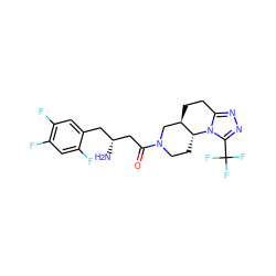 N[C@@H](CC(=O)N1CC[C@@H]2[C@H](CCc3nnc(C(F)(F)F)n32)C1)Cc1cc(F)c(F)cc1F ZINC000299863396