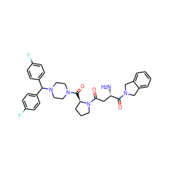 N[C@@H](CC(=O)N1CCC[C@H]1C(=O)N1CCN(C(c2ccc(F)cc2)c2ccc(F)cc2)CC1)C(=O)N1Cc2ccccc2C1 ZINC000072106191