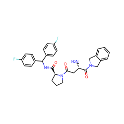 N[C@@H](CC(=O)N1CCC[C@H]1C(=O)NC(c1ccc(F)cc1)c1ccc(F)cc1)C(=O)N1Cc2ccccc2C1 ZINC000072104773