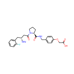 N[C@@H](CC(=O)N1CCC[C@H]1C(=O)NCc1ccc(OCC(=O)O)cc1)Cc1ccccc1F ZINC000028387138