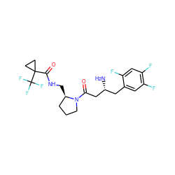 N[C@@H](CC(=O)N1CCC[C@H]1CNC(=O)C1(C(F)(F)F)CC1)Cc1cc(F)c(F)cc1F ZINC000043061370