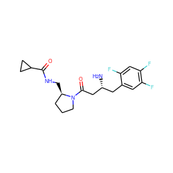 N[C@@H](CC(=O)N1CCC[C@H]1CNC(=O)C1CC1)Cc1cc(F)c(F)cc1F ZINC000043012246