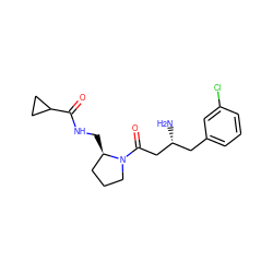 N[C@@H](CC(=O)N1CCC[C@H]1CNC(=O)C1CC1)Cc1cccc(Cl)c1 ZINC000043013541