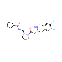 N[C@@H](CC(=O)N1CCC[C@H]1CNC(=O)C1CCCC1)Cc1cc(F)c(F)cc1F ZINC000043025146