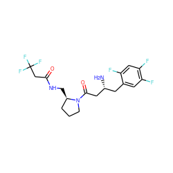 N[C@@H](CC(=O)N1CCC[C@H]1CNC(=O)CC(F)(F)F)Cc1cc(F)c(F)cc1F ZINC000043009844