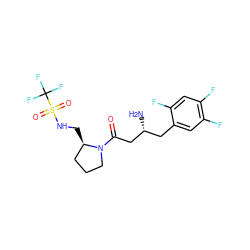 N[C@@H](CC(=O)N1CCC[C@H]1CNS(=O)(=O)C(F)(F)F)Cc1cc(F)c(F)cc1F ZINC000043070815