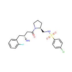 N[C@@H](CC(=O)N1CCC[C@H]1CNS(=O)(=O)c1ccc(Cl)cc1)Cc1ccccc1F ZINC000043013227