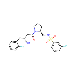 N[C@@H](CC(=O)N1CCC[C@H]1CNS(=O)(=O)c1cccc(F)c1)Cc1ccccc1F ZINC000043059530