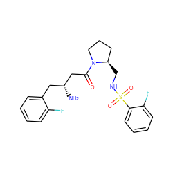 N[C@@H](CC(=O)N1CCC[C@H]1CNS(=O)(=O)c1ccccc1F)Cc1ccccc1F ZINC000043019610