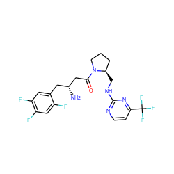 N[C@@H](CC(=O)N1CCC[C@H]1CNc1nccc(C(F)(F)F)n1)Cc1cc(F)c(F)cc1F ZINC000043018896