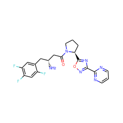 N[C@@H](CC(=O)N1CCC[C@H]1c1nc(-c2ncccn2)no1)Cc1cc(F)c(F)cc1F ZINC000045254609