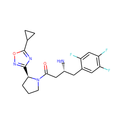 N[C@@H](CC(=O)N1CCC[C@H]1c1noc(C2CC2)n1)Cc1cc(F)c(F)cc1F ZINC000045245697