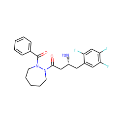 N[C@@H](CC(=O)N1CCCCCN1C(=O)c1ccccc1)Cc1cc(F)c(F)cc1F ZINC000016052306