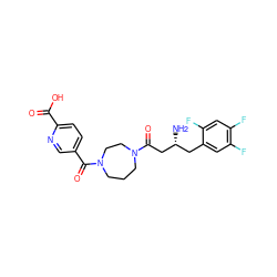 N[C@@H](CC(=O)N1CCCN(C(=O)c2ccc(C(=O)O)nc2)CC1)Cc1cc(F)c(F)cc1F ZINC000040409184