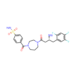 N[C@@H](CC(=O)N1CCCN(C(=O)c2ccc(S(N)(=O)=O)cc2)CC1)Cc1cc(F)c(F)cc1F ZINC000040913651