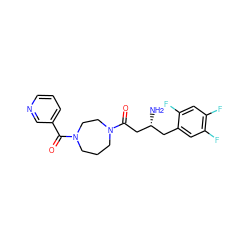 N[C@@H](CC(=O)N1CCCN(C(=O)c2cccnc2)CC1)Cc1cc(F)c(F)cc1F ZINC000040934321