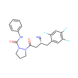 N[C@@H](CC(=O)N1CCCN1C(=O)Nc1ccccc1)Cc1cc(F)c(F)cc1F ZINC000028891281