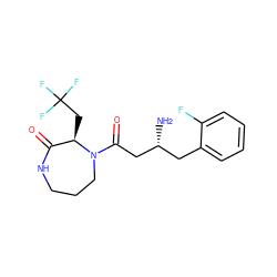 N[C@@H](CC(=O)N1CCCNC(=O)[C@H]1CC(F)(F)F)Cc1ccccc1F ZINC000040835818