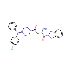 N[C@@H](CC(=O)N1CCN([C@@H](c2ccccc2)c2ccc(Cl)cc2)CC1)C(=O)N1Cc2ccccc2C1 ZINC000072106790