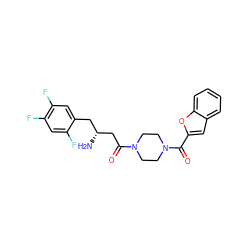 N[C@@H](CC(=O)N1CCN(C(=O)c2cc3ccccc3o2)CC1)Cc1cc(F)c(F)cc1F ZINC000084713950