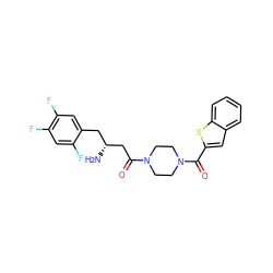 N[C@@H](CC(=O)N1CCN(C(=O)c2cc3ccccc3s2)CC1)Cc1cc(F)c(F)cc1F ZINC000084713944