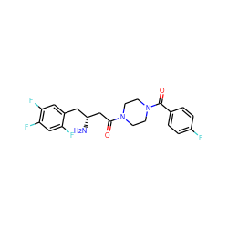 N[C@@H](CC(=O)N1CCN(C(=O)c2ccc(F)cc2)CC1)Cc1cc(F)c(F)cc1F ZINC000084690996