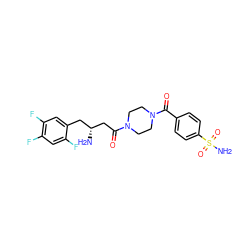 N[C@@H](CC(=O)N1CCN(C(=O)c2ccc(S(N)(=O)=O)cc2)CC1)Cc1cc(F)c(F)cc1F ZINC000084690865