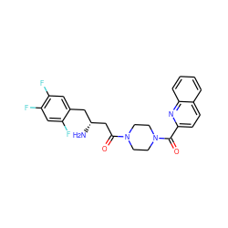 N[C@@H](CC(=O)N1CCN(C(=O)c2ccc3ccccc3n2)CC1)Cc1cc(F)c(F)cc1F ZINC000084672498